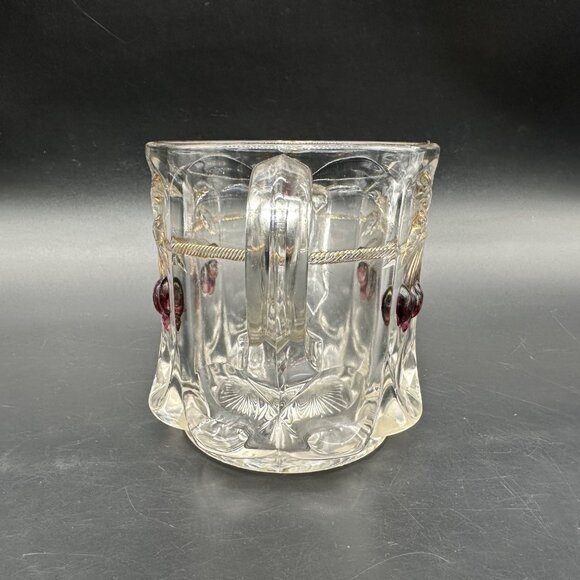 Antique Spooner Northwood EAPG Cherry and Cable Open Sugar Bowl Glass Double Han - Picture 4 of 13